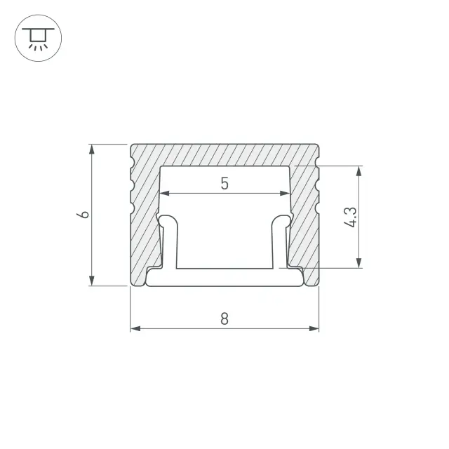 Профиль SL-MINI-8-H6-2000 ANOD BLACK, ракурс 4