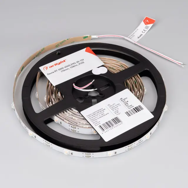 Светодиодная лента RT-5000-6060LENS-20-12V Warm3000 (10mm, 10W/m, IP20), ракурс 3