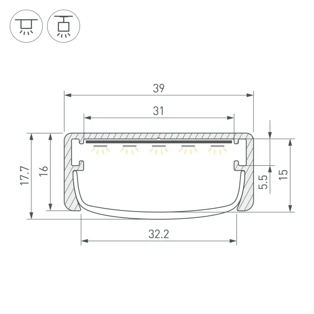 Профиль ARH-WIDE-W39-2000 ANOD, ракурс 3