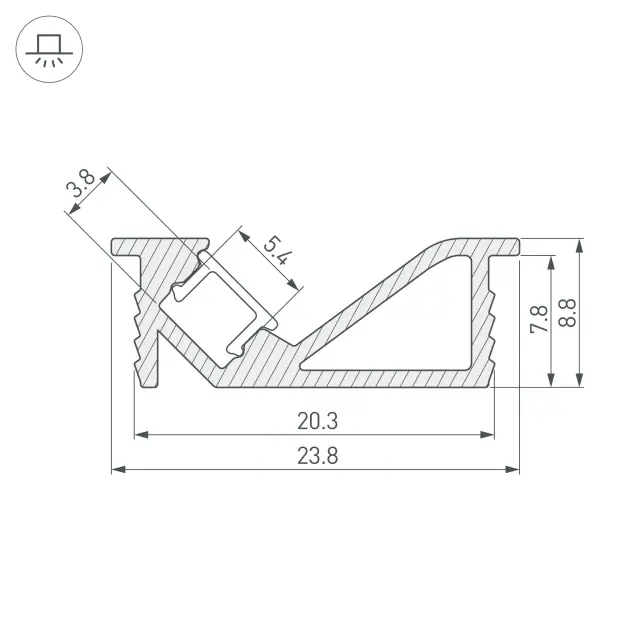 Профиль SL-BEVEL-2000 ANOD, ракурс 3