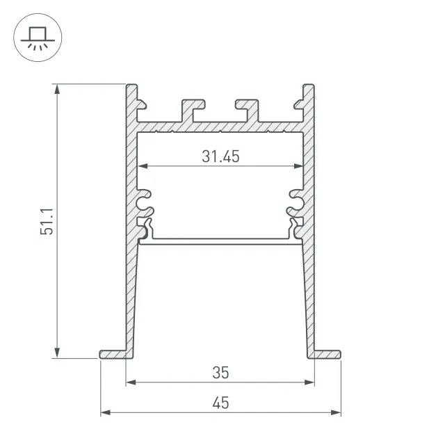 Профиль SL-COMFORT-4551-F-2000 ANOD, ракурс 4