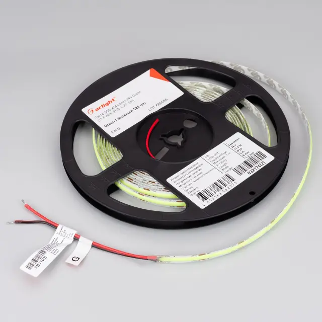 Светодиодная лента COB-X544-8mm 24V Green (11.5 W/m, IP20, 5m), ракурс 2