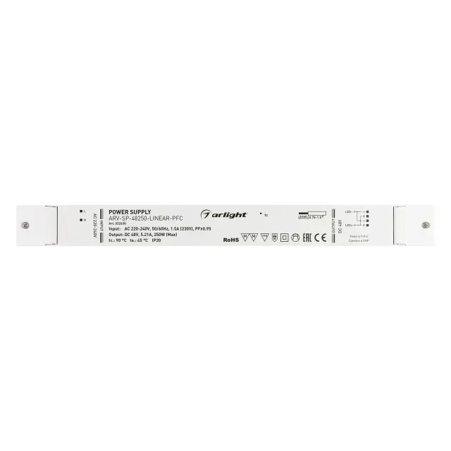 Блок питания ARV-SP-48250-LINEAR-PFC (48V, 5.21A, 250W), ракурс 2