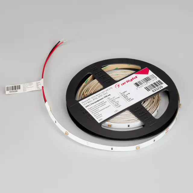 Светодиодная лента RT-G12-8mm 24V UVC270 (2.9 W/m, IP20, 3737, 5m), ракурс 3