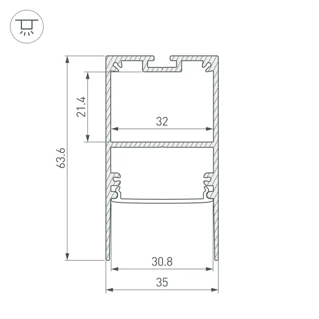 Профиль SL-COMFORT-3563-2000 ANOD, ракурс 3