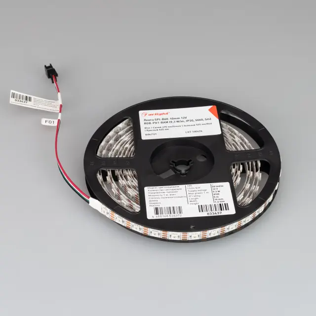 Светодиодная лента SPI-B60-10mm 12V RGB-PX1-RAM (9.3 W/m, IP20, 5060, 5m), ракурс 5