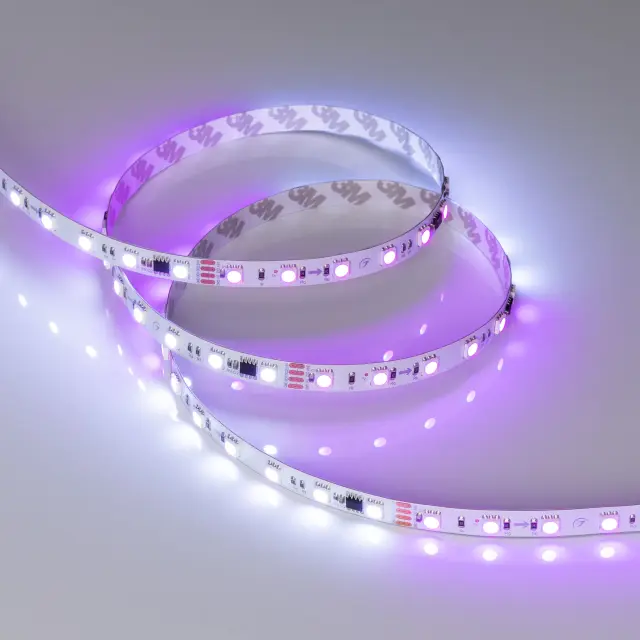 Светодиодная лента SPI-B60-10mm 24V RGB-PX6-RAM (15 W/m, IP20, 5060, 5m), ракурс 3