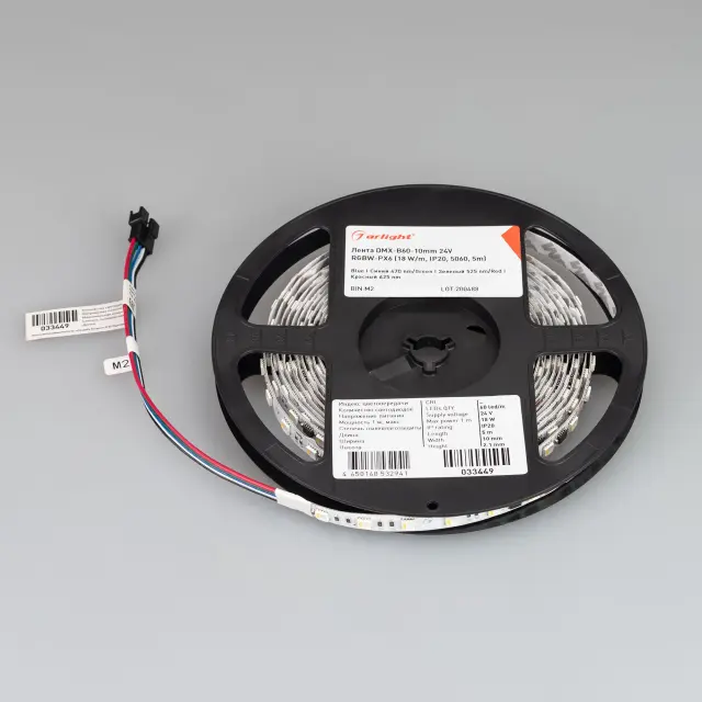 Светодиодная лента DMX-B60-10mm 24V RGBW-PX6 (18 W/m, IP20, 5060, 5m), ракурс 3