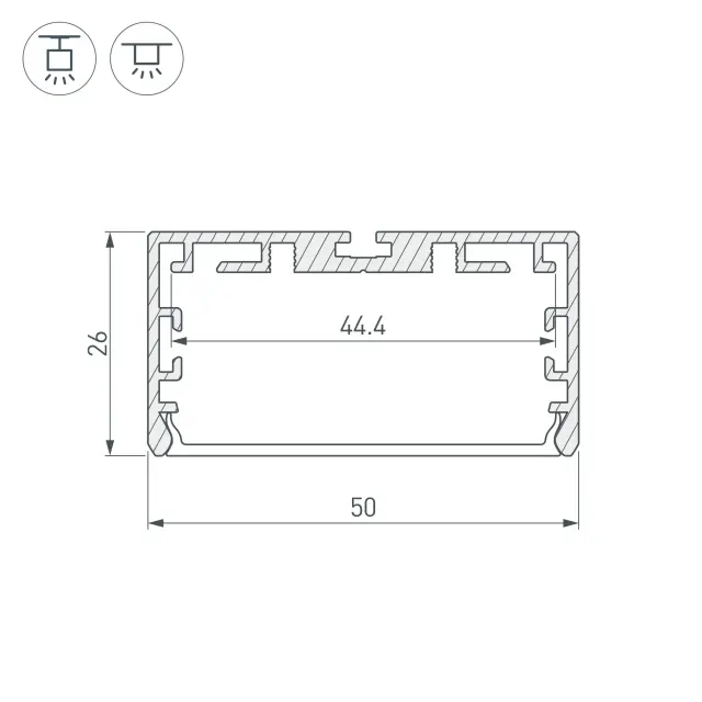 Профиль PLS-LOCK-W50-SMT-2000 ANOD, ракурс 3