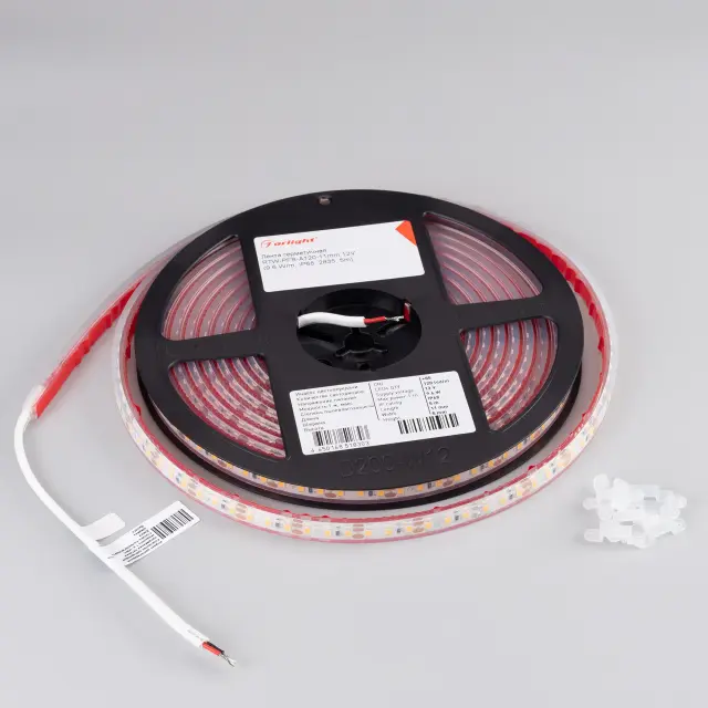 Светодиодная лента герметичная RTW-PFS-A120-11mm 12V Day4000 (9.6 W/m, IP68, 2835, 5m), ракурс 3