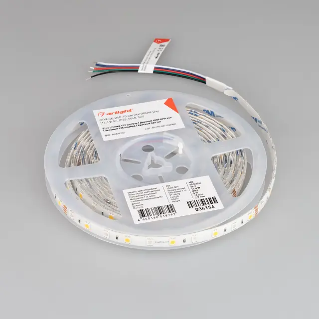 Светодиодная лента RTW-SE-B60-10mm 24V RGBW-Day (14.4 W/m, IP65, 5060, 5m), ракурс 5