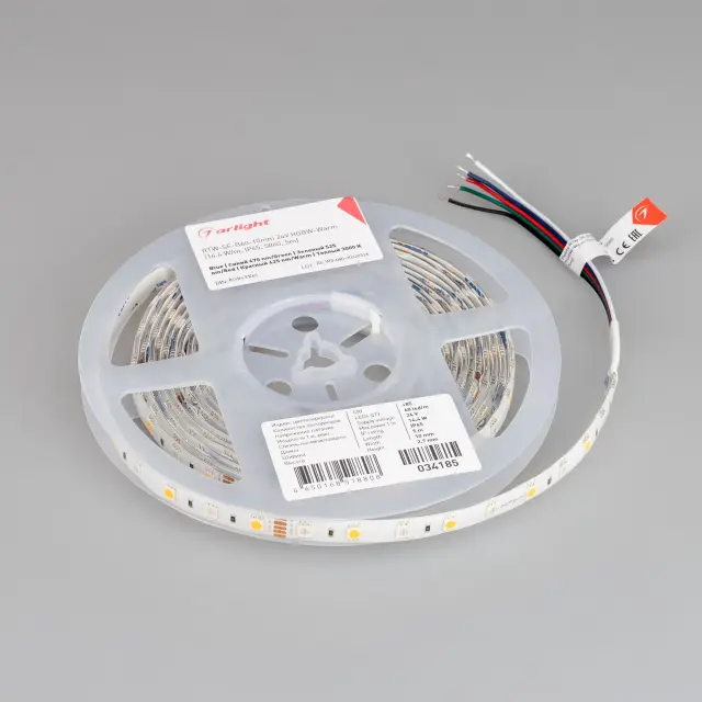 Светодиодная лента RTW-SE-B60-10mm 24V RGBW-Warm (14.4 W/m, IP65, 5060, 5m), ракурс 3