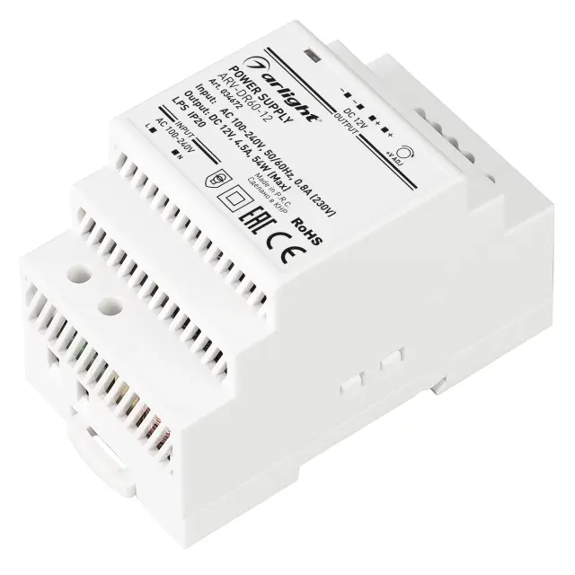 Блок питания ARV-DR60-12 (12V, 4,5A, 54W)
