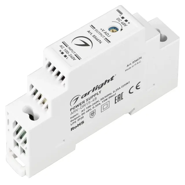 Блок питания ARV-DR15-48 (48V, 0.32A, 15W)