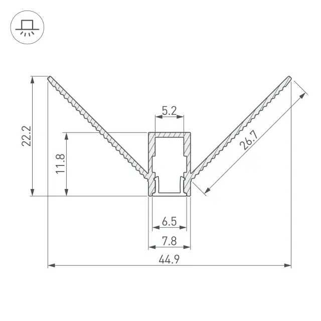 Профиль ARH-DECORE-S6-EXT-2000 ANOD внешний, ракурс 3