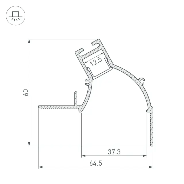 Профиль ARH-CEIL-BEVEL-EDGE-2000 WHITE, ракурс 3
