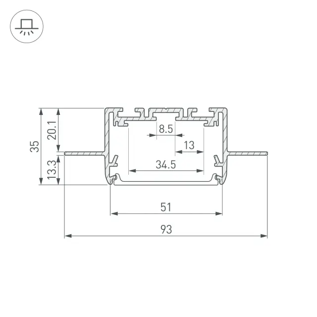 Профиль SL-LINIA55-FANTOM-2500 ANOD, ракурс 3