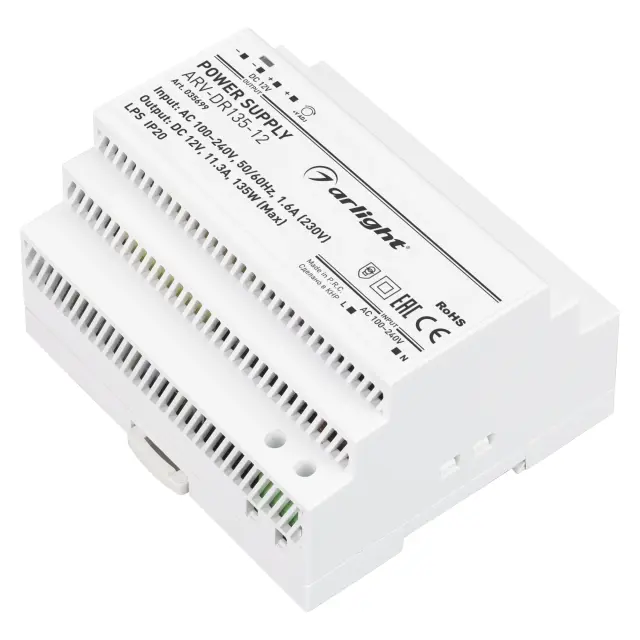 Блок питания ARV-DR135-12 (12V, 11.3A, 135W)