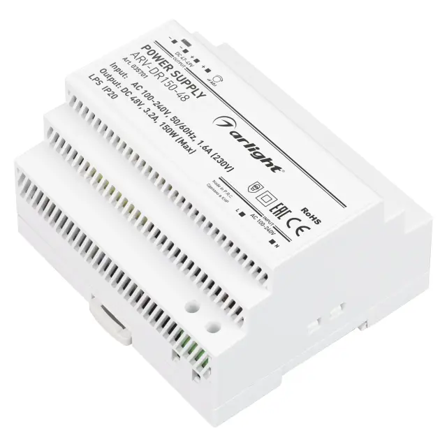 Блок питания ARV-DR150-48 (48V, 3.2A, 150W)
