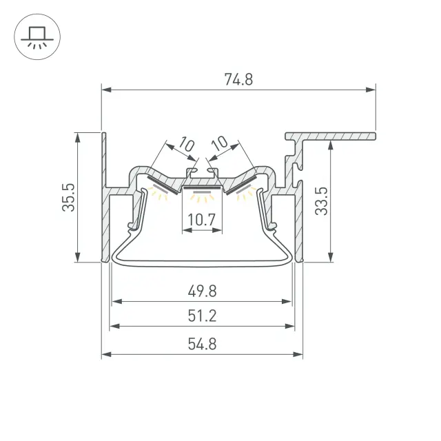 Профиль FOLED-50-CEIL-SIDE-2000, ракурс 4