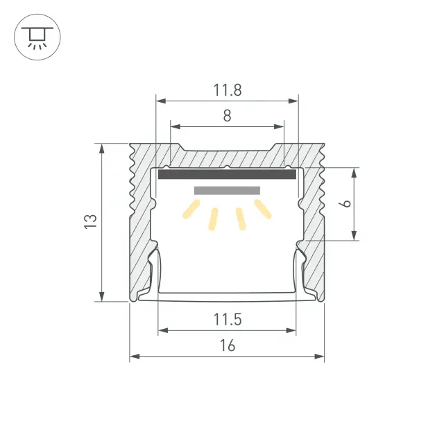 Профиль SL-SLIM-H13M-3000 ANOD, ракурс 3
