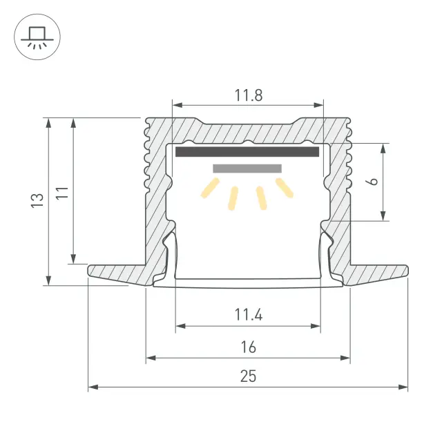 Профиль SL-SLIM-H13M-F25-3000 ANOD, ракурс 3