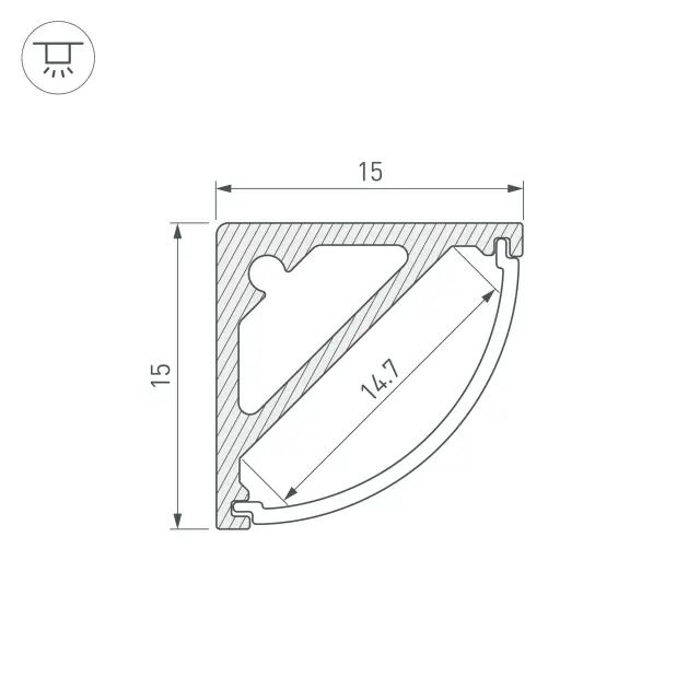 Профиль SL-KANT-H15-3000 ANOD, ракурс 3