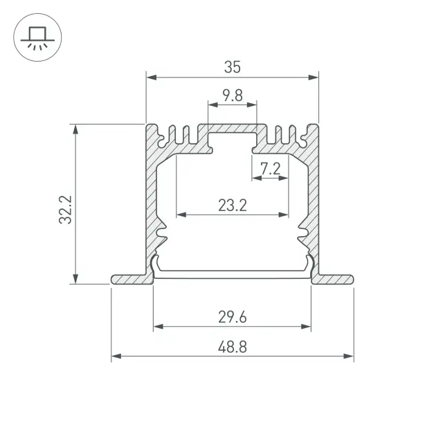 Профиль SL-LINIA49-F-3000 ANOD, ракурс 3