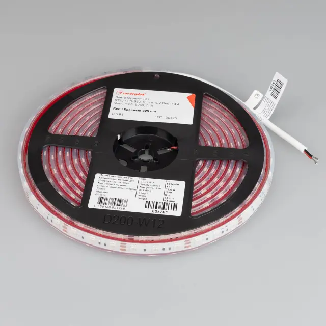 Светодиодная лента герметичная RTW-PFS-B60-13mm 12V Red (14.4 W/m, IP68, 5060, 5m), ракурс 2