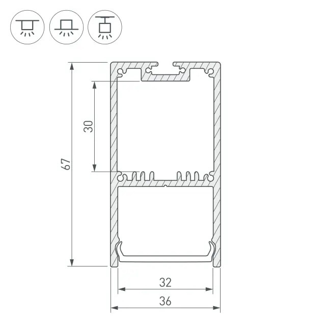 Профиль с экраном SL-LINE-3667-2500 WHITE+OPAL, ракурс 4
