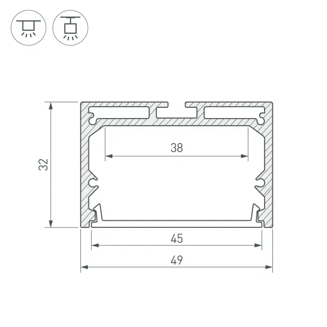 Профиль с экраном SL-LINE-4932-2500 WHITE+OPAL, ракурс 3