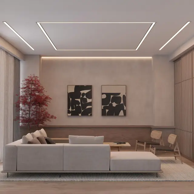Профиль с экраном SL-LINIA62-F-2500 BLACK+OPAL, ракурс 5