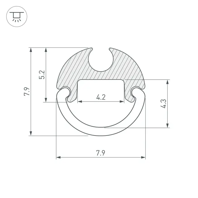Профиль ARH-ROUND-D8-2000 ANOD, ракурс 3