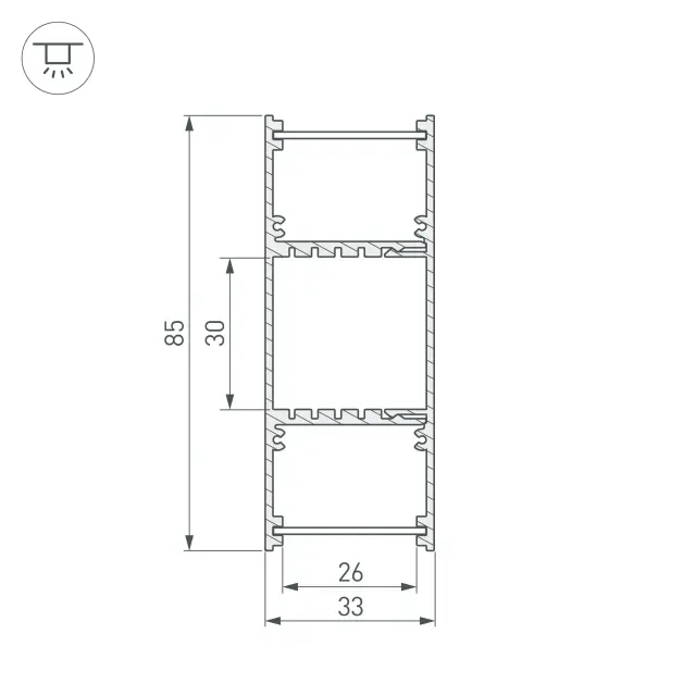 Профиль ARH-WALL-3385-DUAL-2000 ANOD, ракурс 4