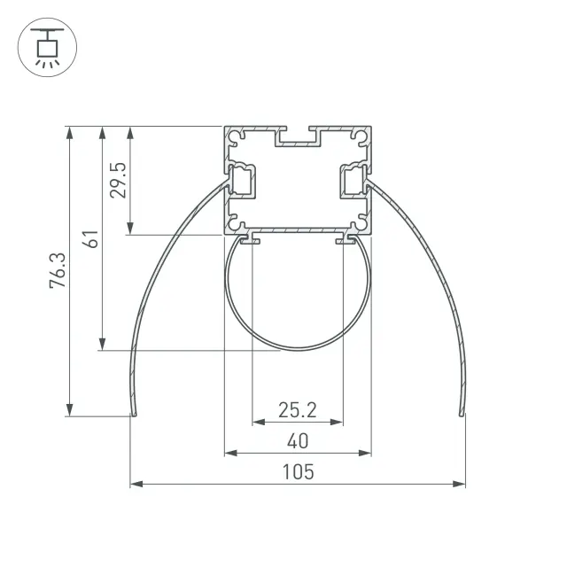 Профиль ARH-POWER-W154-COMFORT-2000 ANOD, ракурс 4