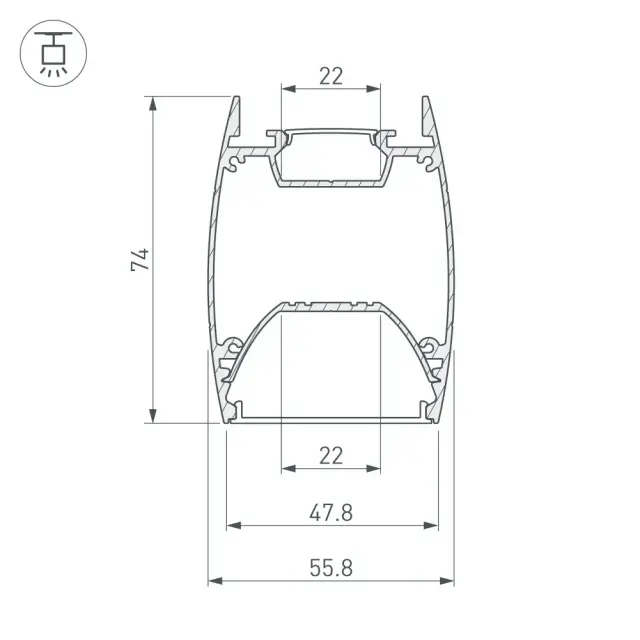 Профиль ARH-LINE-4874-DUAL-2000 ANOD, ракурс 4