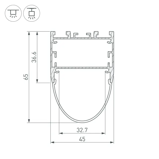 Профиль ARH-LINE-B-3652-2000 ANOD, ракурс 3
