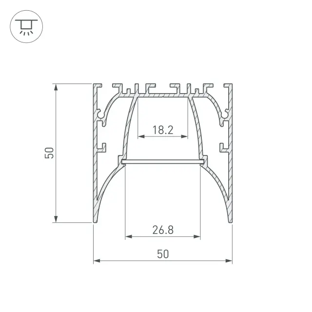Профиль ARH-LINE-5050-COMFORT-2000 ANOD, ракурс 3