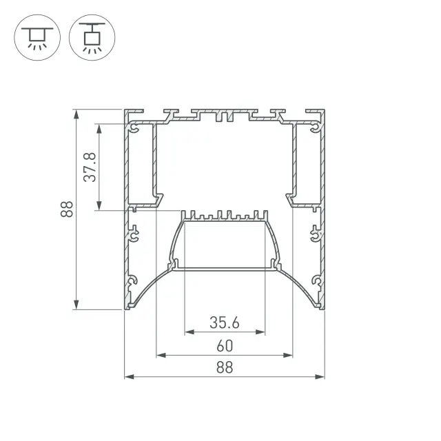 Профиль ARH-POWER-W88-COMFORT-2000 ANOD, ракурс 4