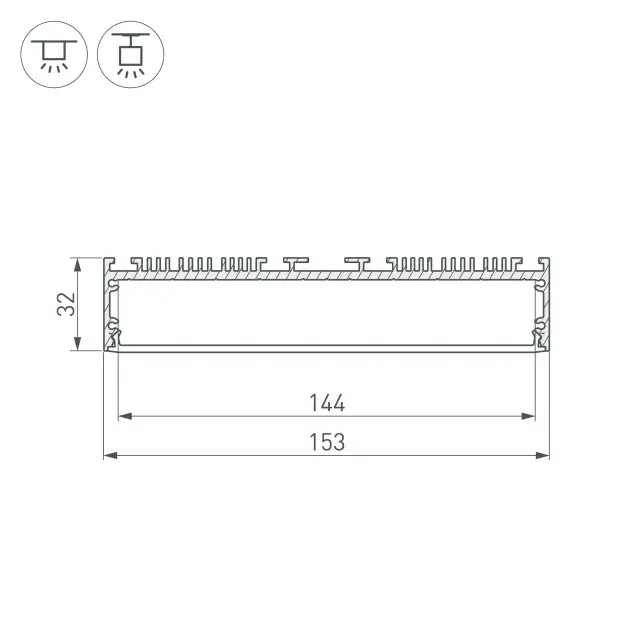 Профиль ARH-POWER-W150-2000 ANOD, ракурс 3