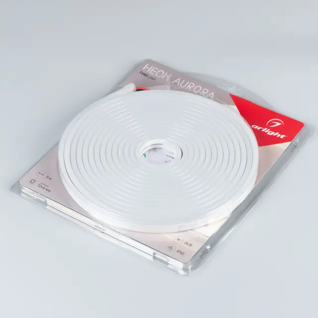 Гибкий неон AURORA-PS-A120-12x6mm 24V Warm3000 (10 W/m, IP65, 2835, 5m), ракурс 3