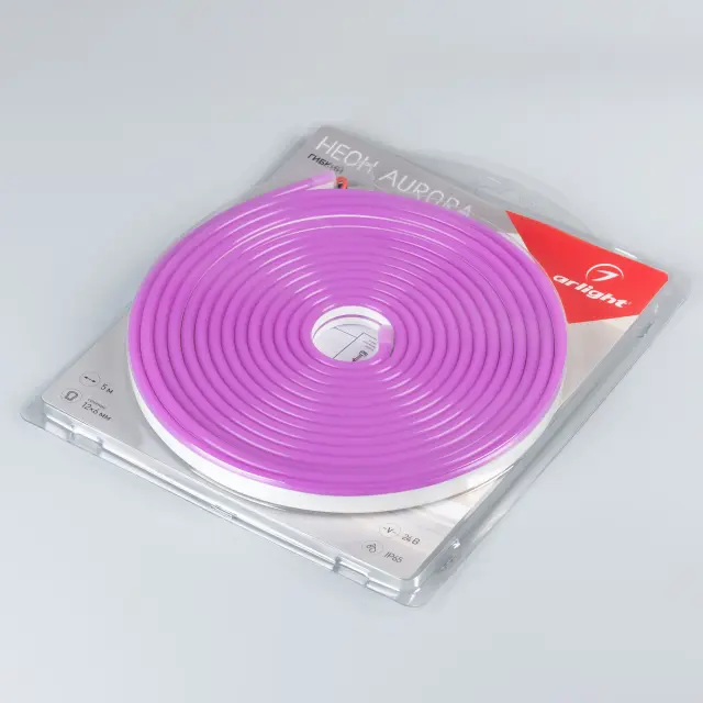 Гибкий неон AURORA-PS-A120-12x6mm 24V Purple (10 W/m, IP65, 2835, 5m), ракурс 3