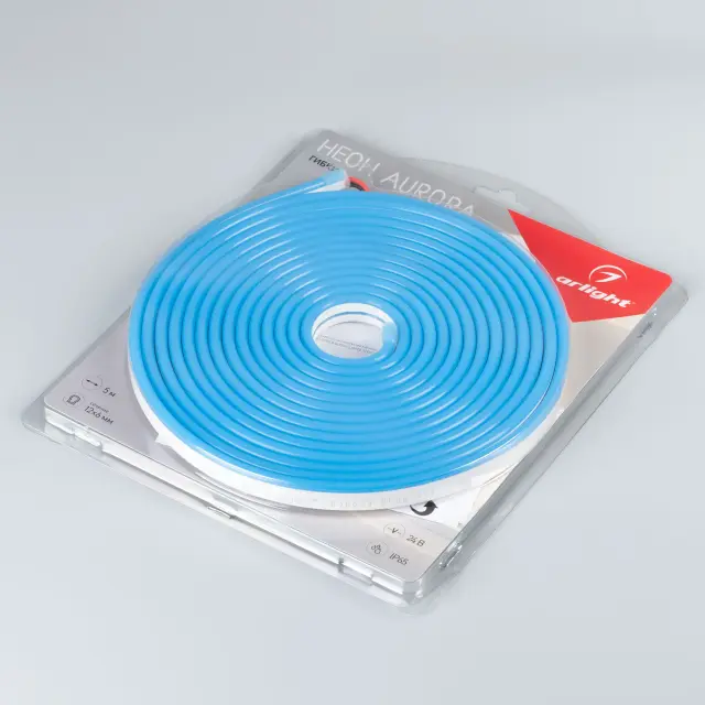 Гибкий неон AURORA-PS-A120-12x6mm 24V Blue (10 W/m, IP65, 2835, 5m), ракурс 3