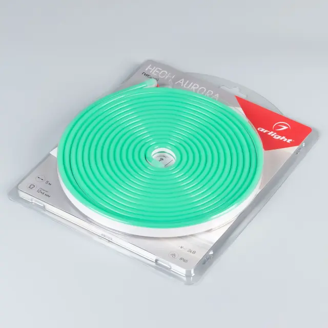 Гибкий неон AURORA-PS-A120-12x6mm 24V Green (10 W/m, IP65, 2835, 5m), ракурс 3