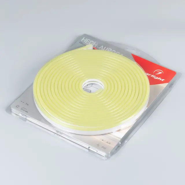 Гибкий неон AURORA-PS-A120-12x6mm 24V Lemon (10 W/m, IP65, 2835, 5m), ракурс 3