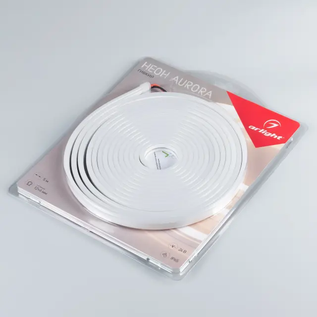 Гибкий неон AURORA-PS-A120-12x6mm 24V Yellow (10 W/m, IP65, 2835, 5m), ракурс 3