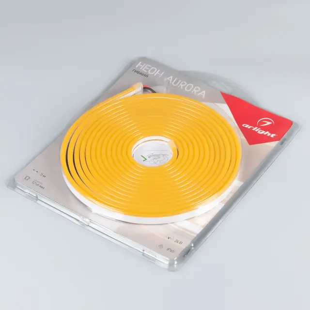 Гибкий неон AURORA-PS-A120-12x6mm 24V Amber (10 W/m, IP65, 2835, 5m), ракурс 3