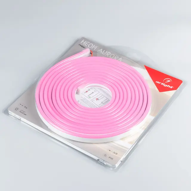 Гибкий неон AURORA-PS-A120-16x8mm 24V Pink (10 W/m, IP65, 2835, 5m), ракурс 3
