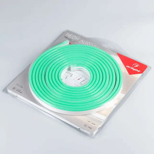 Гибкий неон AURORA-PS-A120-16x8mm 24V Green (10 W/m, IP65, 2835, 5m), ракурс 3