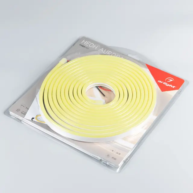 Гибкий неон AURORA-PS-A120-16x8mm 24V Lemon (10 W/m, IP65, 2835, 5m), ракурс 3